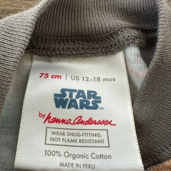 Hanna Andersson Star Wars 12-18 months Gray Zip Up Pajamas Organic Cotton Grey - Picture 2 of 3